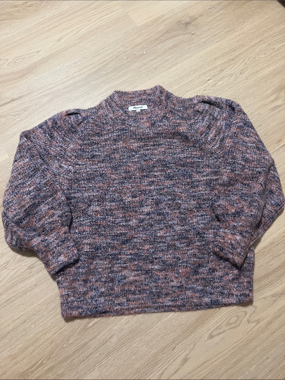 Madewell Marled Crewneck Sweater in Pink and Brown